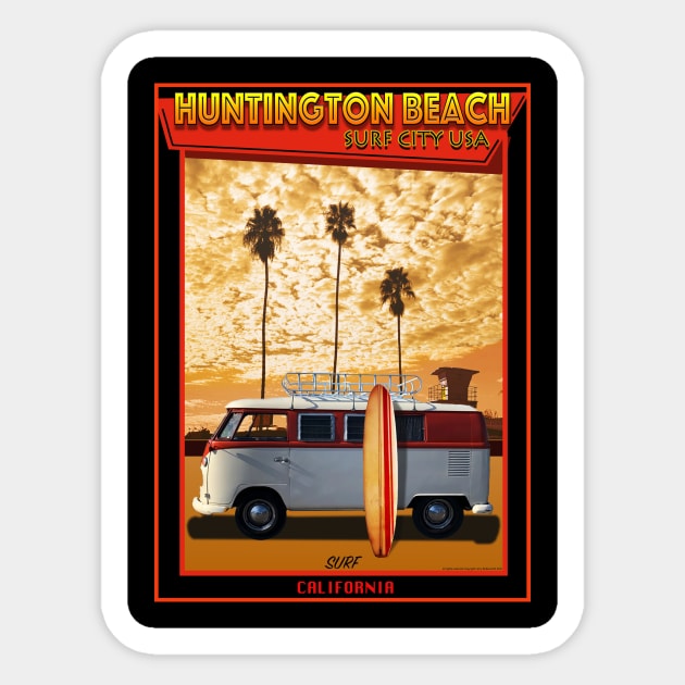 SURF HUNTINGTON BEACH SURF CITY USA Sticker by Larry Butterworth